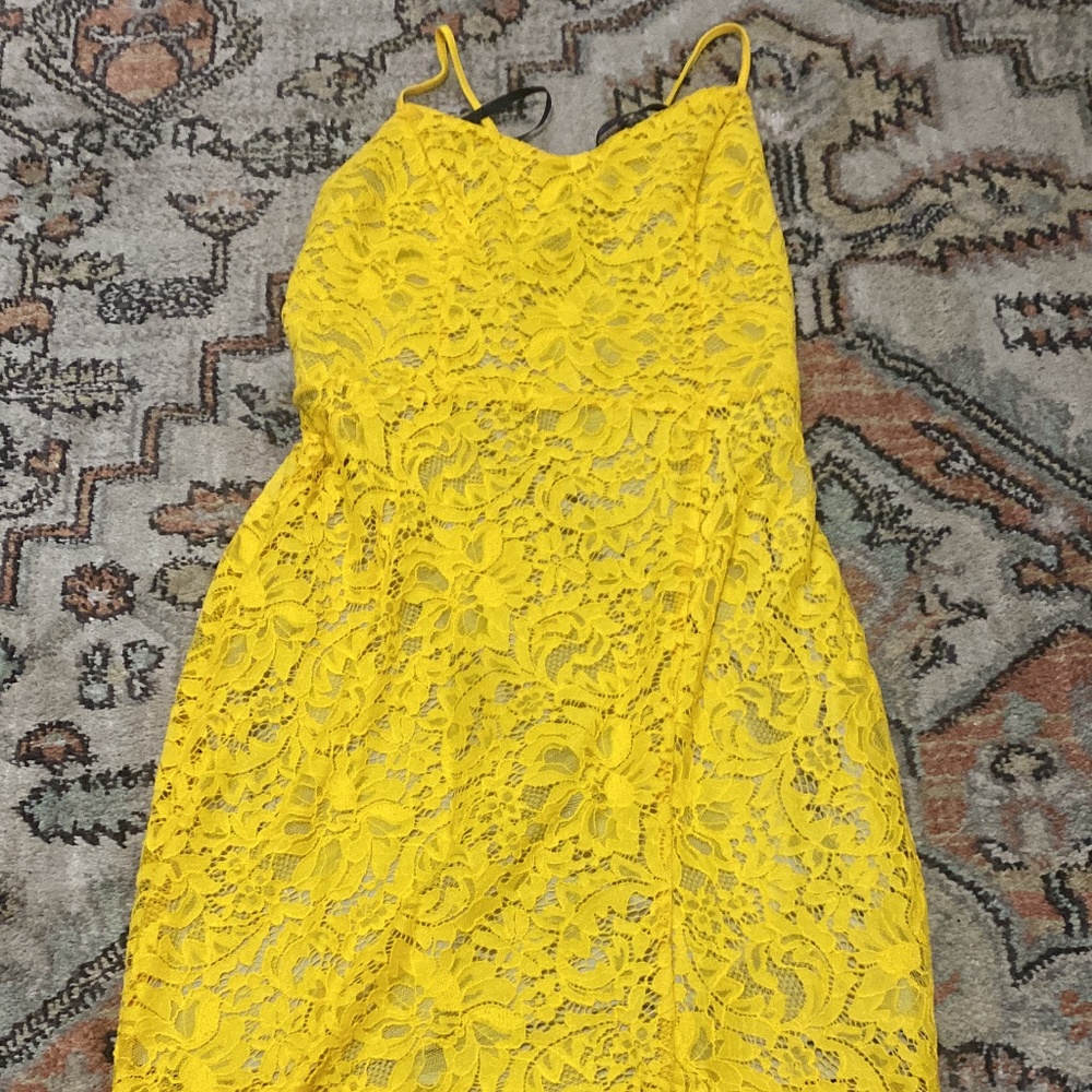 Yellow Lace Bodycon Dress
